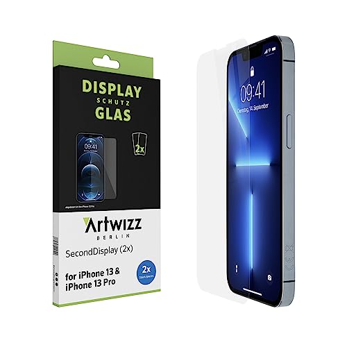 Artwizz SecondDisplay Schutzglas kompatibel für iPhone 13 / 13 Pro (6.1') - 2 Stück - Displayschutz aus Sicherheitsglas mit 9H Härte