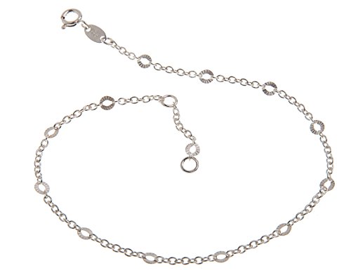 Fußkette Silber (Erbskette) mit Schliff - 2mm Breite - Länge wählbar 23-30cm - echt 925 Silber