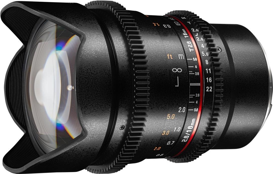 Samyang MF 16mm T2.6 Video DSLR Fuji X - manuelles Video Objektiv mit 16mm Festbrennweite für APS-C Kameras mit Fuji X-Mount, ideal für Architektur und Landschaften