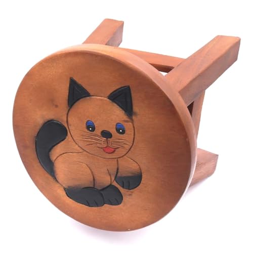 ROMBOL Handgefertigter Kinderhocker, Holz, Kinderhocker:Katze