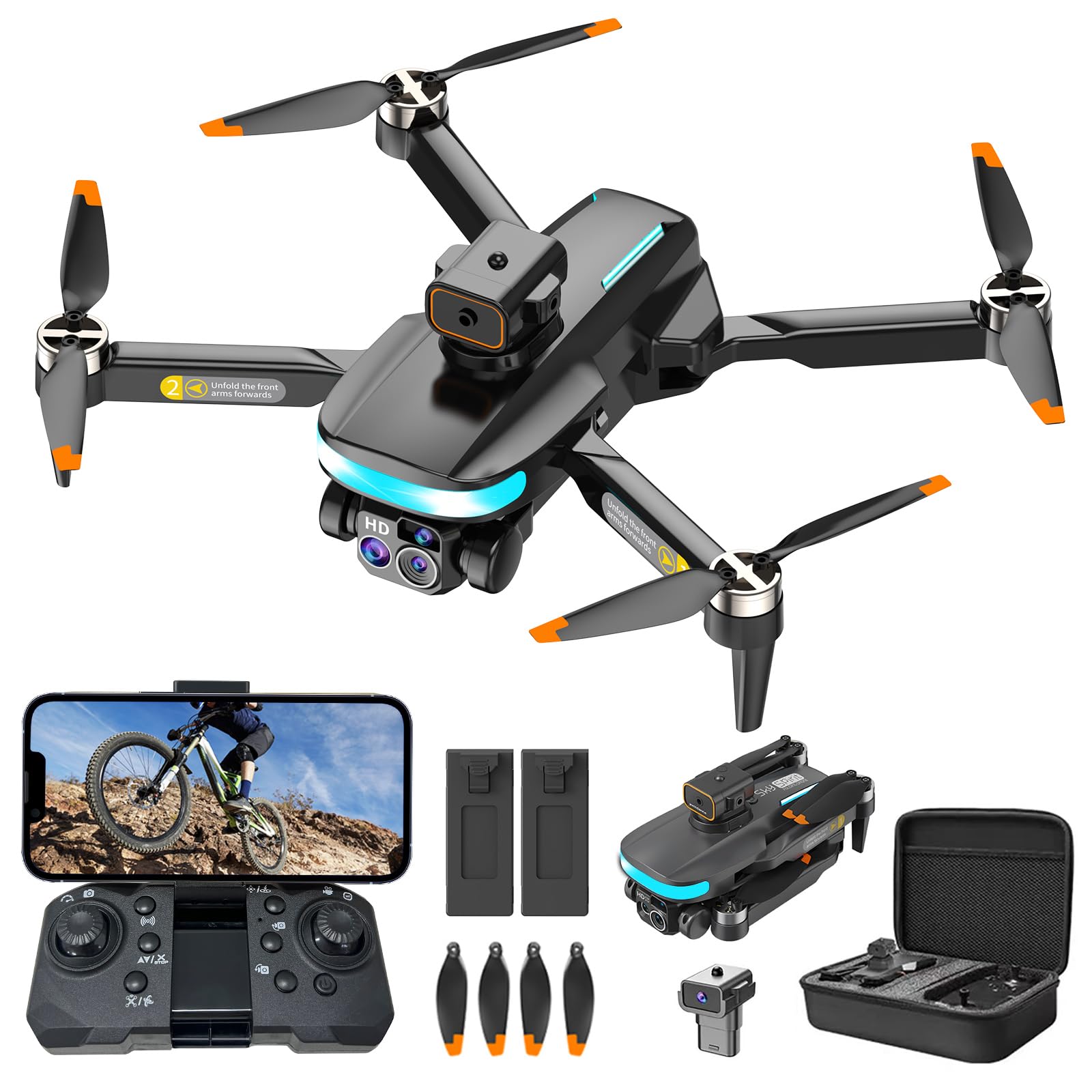 OBEST Mini Drohne Mit 4K Kamera,RC Faltbare WIFI Drohne,360° Hindernisvermeidung,Automatische Rückkehr,RC Quadcopter,Kopfloser Modus,2 Batterien,Kinder,Erwachsene,Spielzeug und Geschenke