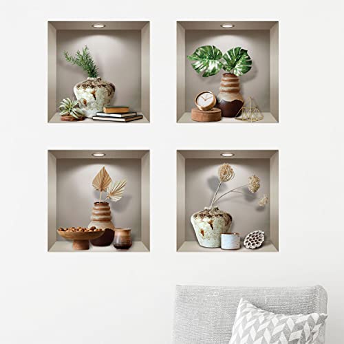 Wandsticker für tropische Pflanzen, auf Regalen, Dekoration, Schlafzimmer, Erwachsene, selbstklebend, 3D-Wandaufkleber, Küche, Dekoration für Innenräume, 60 x 60 cm