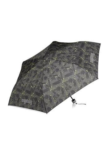 ergobag Regenschirm - Schultaschenschirm für Kinder, extra leicht mit Tasche, Ø90cm MähdreschBär - Grau