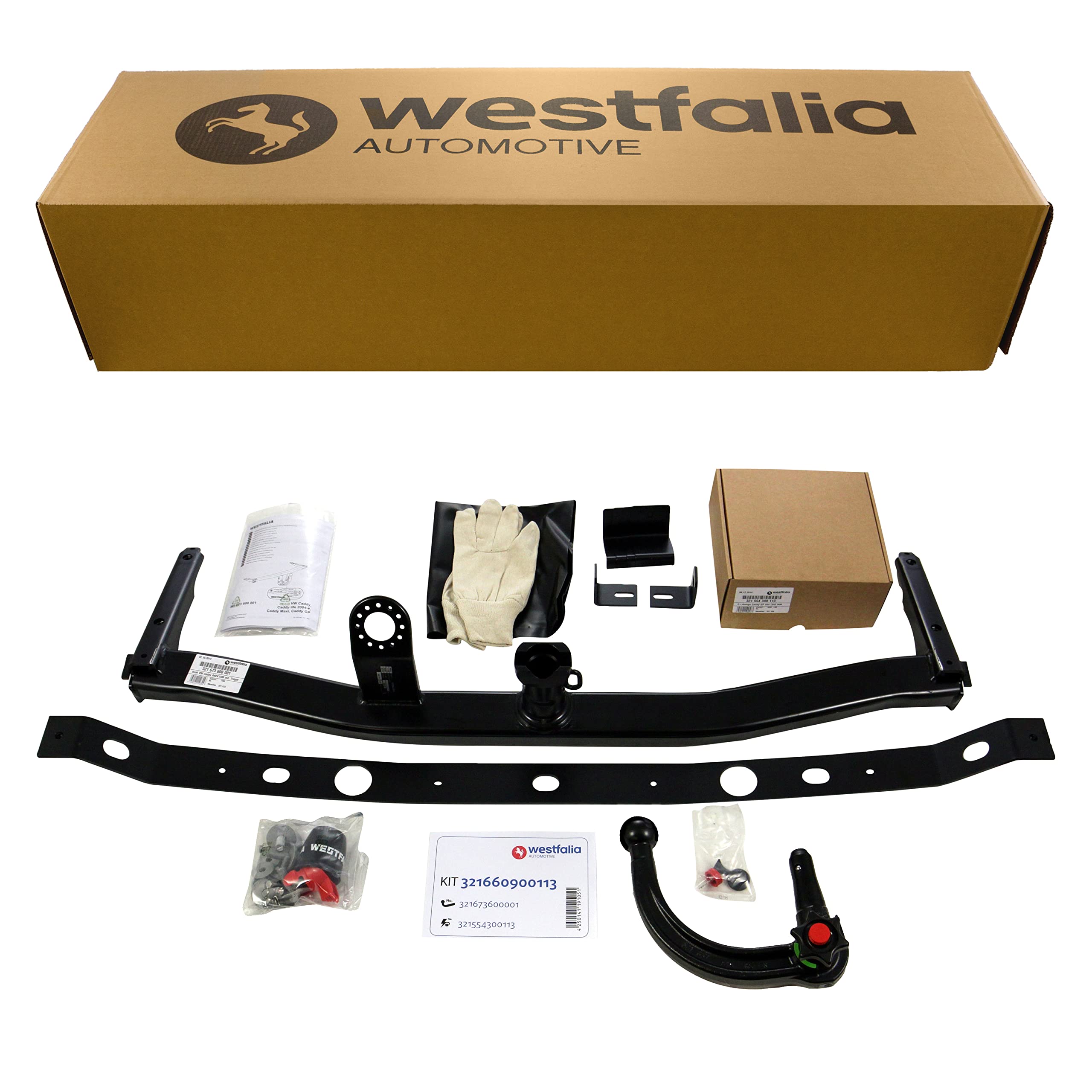 Westfalia abnehmbare Anhängerkupplung für VW Caddy III + IV (inkl Life, Maxi, Alltrack) (BJ 09/2010-09/2020) - im Set mit 13-pol. fzg.-spez. Westfalia Elektrosatz