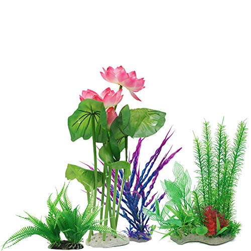Oncpcare 4-teiliges Aquarium-Dekorationsset für Aquarien, künstliche Pflanzen und Zubehör, stereoskopisches Aquarium-Dekorationsset