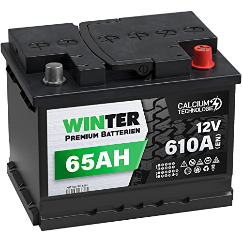 WINTER Premium Autobatterie 12V 65Ah 610A/EN statt 60Ah 61Ah 62Ah 63Ah 64Ah