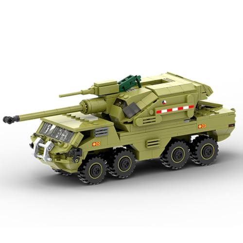 Spicyfy Militär Gepanzertes Fahrzeug, M2 Selbstfahrende Artillerie Fahrzeug Bausteine Konstruktionsspielzeug Modell, 425 Stück Army Militär Panzer Spielzeug Bausatz für Kinder