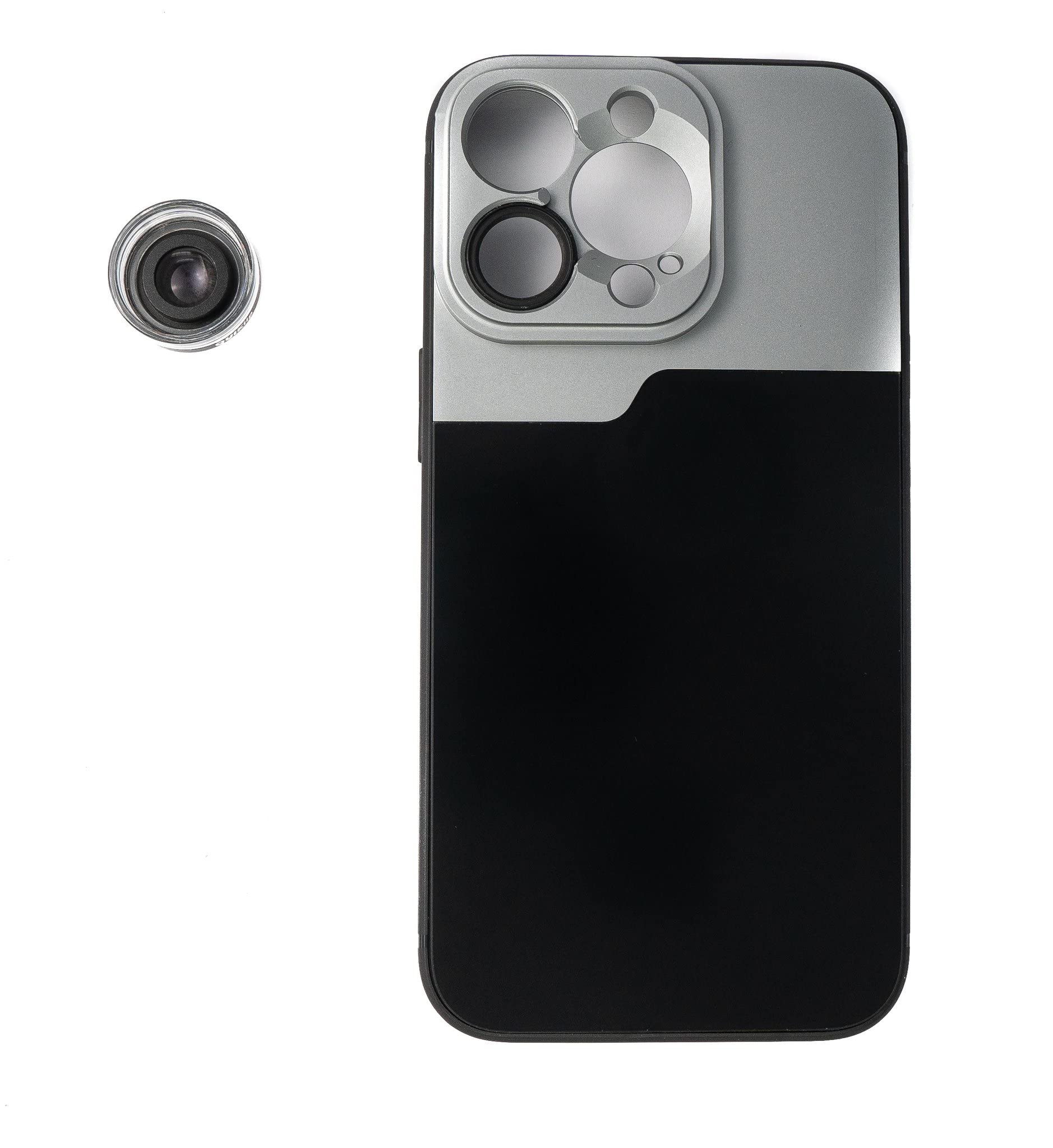 SYSTEM-S Makro Linse 30x Mikroskop Filter mit Hülle in Schwarz für iPhone 13 Pro