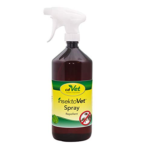 cdVet Naturprodukte insektoVet Spray 1 Liter - Hund - Katze - Schutz vor Flöhen, Insekten,Fliegen,Milben,Haarlingen und Zecken - Sofortschutz für alle Wirbeltiere - verhindert Parasitenbefall -