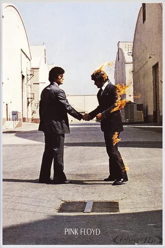 Close Up Pink Floyd Poster LP Cover Wish You were Here (93x62 cm) gerahmt in: Rahmen Weiss