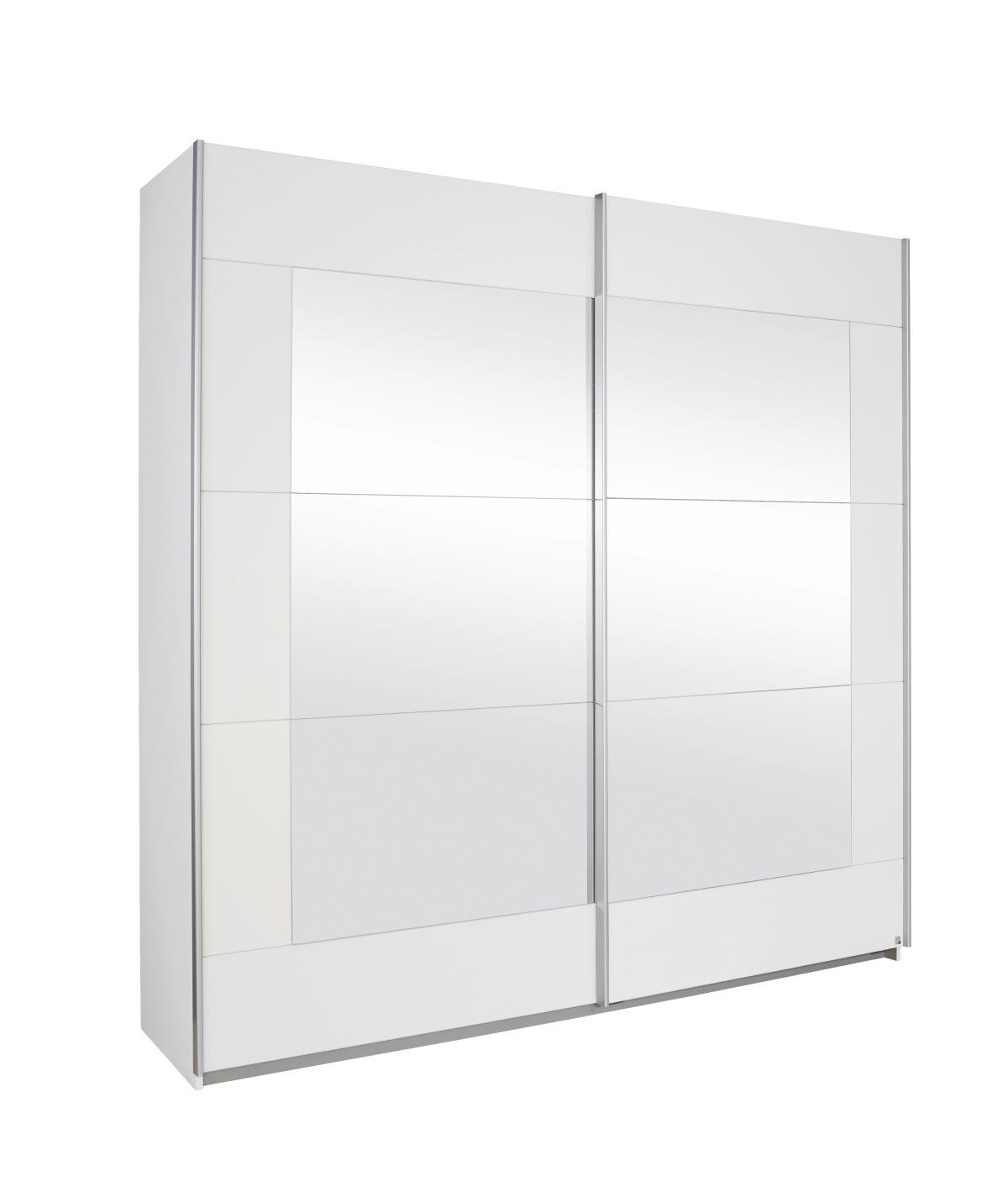 Rauch Möbel Alegro Schrank Schwebetürenschrank Kleiderschrank in Weiß mit Spiegel 2-türig, inklusive Zubehörpaket Basic 2 Kleiderstangen, 2 Einlegeböden BxHxT 226x210x62 cm