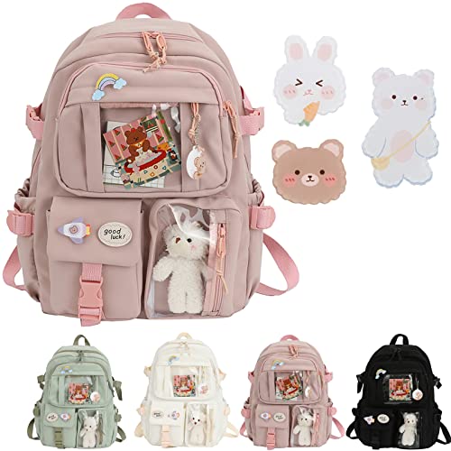 UIRPK Kawaii Rucksack,Kawaii Backpack with Kawaii Pin and Accessories Cute Kawaii Backpack for School Bag Kawaii Girl Backpack Cute (Pink)