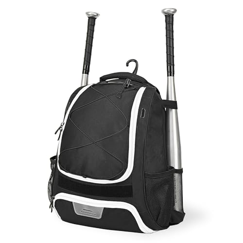UCK-KIT Baseballtasche, Baseballschlägertasche mit großem Fassungsvermögen für bis zu 4 Schläger, Softballtasche mit separatem Schuhraum,Weiß