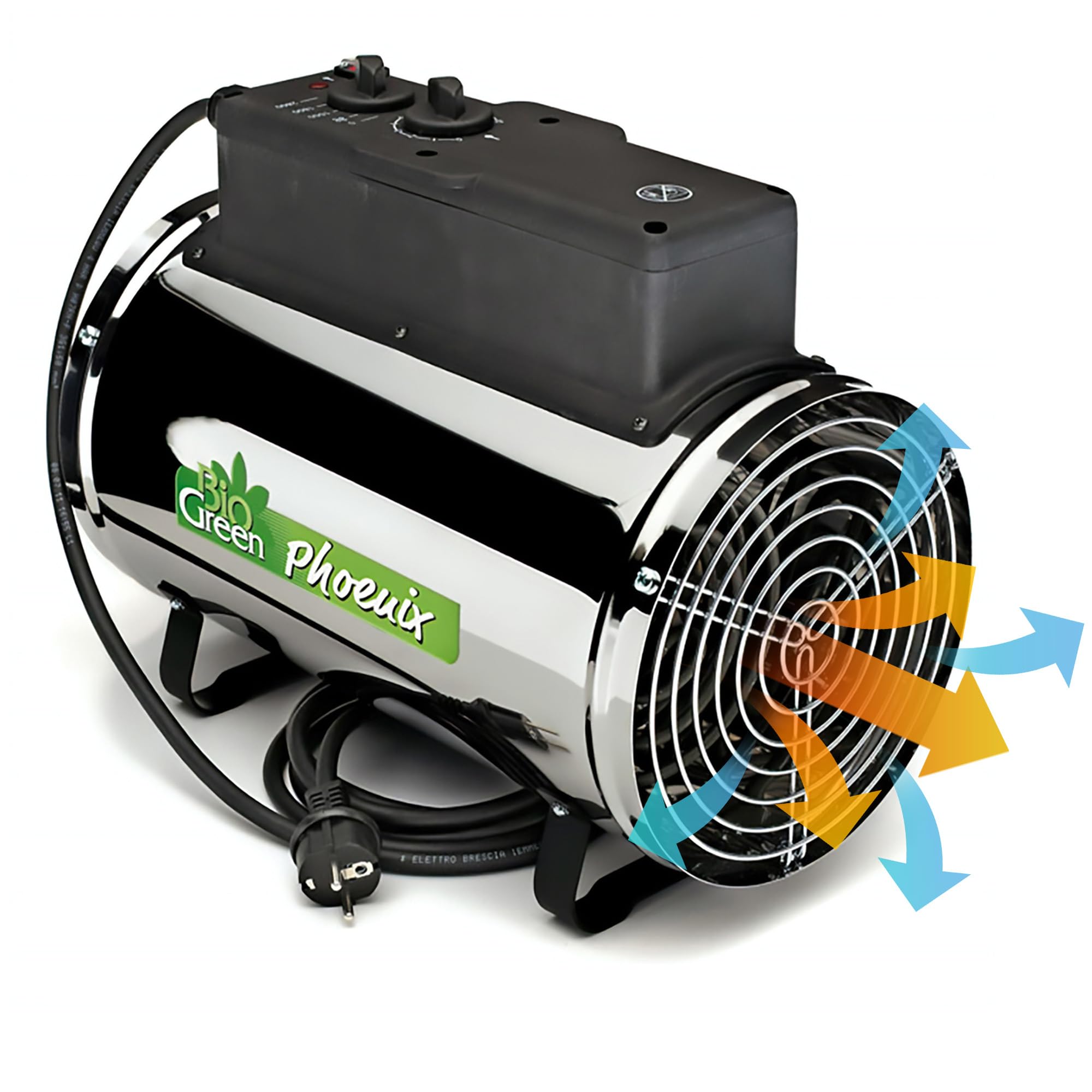 Bio Green Elektro-Gewächshausheizung Phoenix mit 3 Heizstufen bis 2.800 Watt | Thermostat | 460 m³/h Luftumwälzung | Umluft-Modus | spritzwassergeschützt