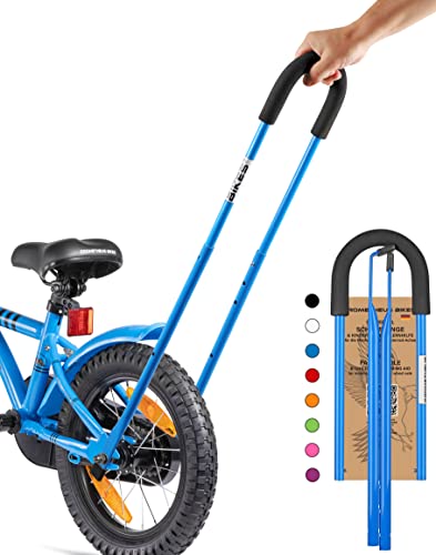 Prometheus Schubstange - Schiebestange Haltestange für Kinderfahrrad - Achsmontage - verstellbare Fahrrad Lernhilfe in Blau Edition 2024