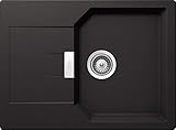 SCHOCK kompakte Küchenspüle 69 x 51 cm Manhattan D-100S Nero - CRISTALITE schwarze Granitspüle mit verkürzter Abtropffläche ab 45 cm Unterschrank-Breite