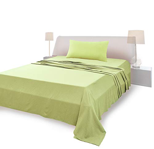 FARFALLAROSSA Bettwäsche-Set für Einzelbett aus 100 % Baumwolle, Spannbettlaken für Einzelbett 90 x 200 cm, Oberlaken 160 x 280 cm, 1 Kissenbezug 50 x 80 cm - Hellgrün