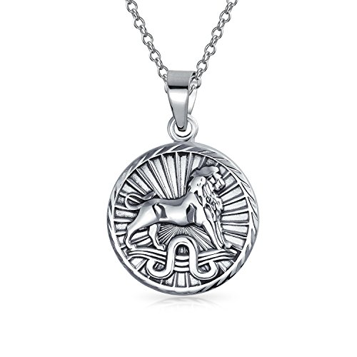 Leo Sternzeichen Astrologie Horoskop Runde Medaillon Anhänger Für Männer Frauen Halskette Antik Sterling Silber