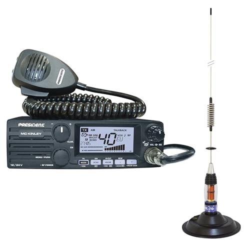 President MC Kinley ASC AM FM LSB CB-Funkgerät mit PNI ML70 CB-Antenne, 70cm, 26-30MHz, 200W - Multiband, VOX, Filter, SWR