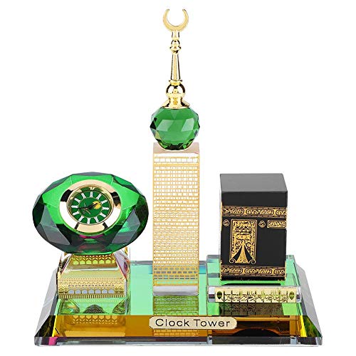 Hztyyier Kristall Sammlerfiguren für Wohnkultur Muslim Kaaba Clock Tower Modell für Desktop Ornament Islamische Architektur