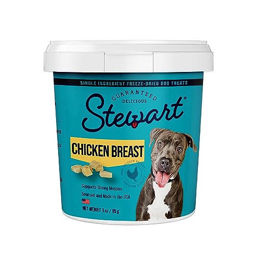 Stewart Gefriergetrocknete Hundeleckerlis, Hühnerbrust, getreidefrei und glutenfrei, wiederverschließbare Dose, Einzelzutat, Hundetraining-Leckereien