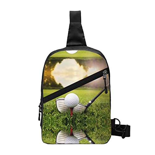 Sling Bag, Rosa Rose Blumendruck Brustpaket Messenger Bag Sport Freizeit Brusttasche für Männer, Golfball, Einheitsgröße