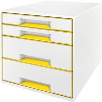 Leitz Schubladenbox Wow Cube 4 Schubladen, Weiß/Gelb