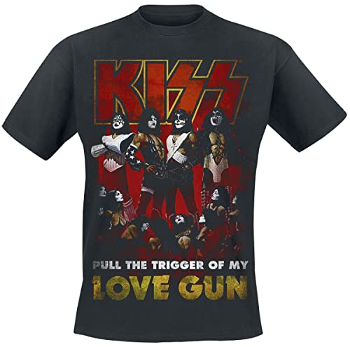 Kiss Love Gun Männer T-Shirt schwarz L 100% Baumwolle Band-Merch, Bands