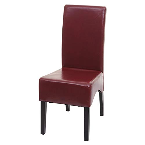 Mendler Esszimmerstuhl Latina, Küchenstuhl Stuhl, Leder - rot, dunkle Beine