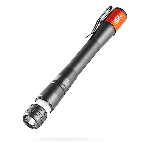 NEBO Inspector 500+ Stiftlicht, 500 Lumen LED wiederaufladbare Taschenlampe im Taschenformat mit Stahl-Taschenclip, USB-Ladekabel, IPX7 wasserdicht und magnetischer Basis, Gunmetal Grey