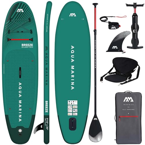 Campsup SUP Aqua Marina Breeze 9'10" KAJAK Sitz Aufblasbares Stand Up Paddle Board | 300 x 76 x 12 cm | Surfboard für Einsteiger & Fortgeschrittene mit zubehör | Tragkraft bis 100 Kg