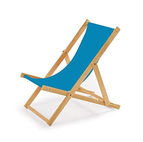 IMPWOOD Liegestuhl türkis, Strandstuhl aus Holz,bis 100 kg, klappbar,Liege aus Buchenholz,Holzklappstuhl,Strandliege,Klappliege für Strand,Holz-Liegestuhl