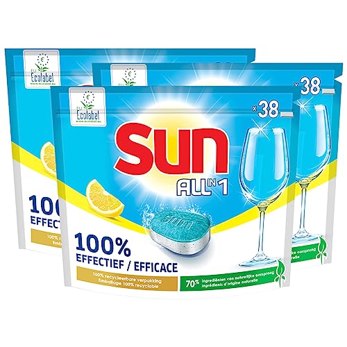 Sun All-in One - Spülmaschinentabletten mit Ecolabel Citroen - Vorteilspack 7 x 38 Tabs