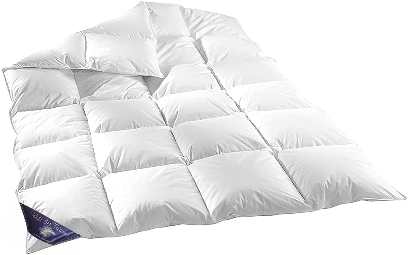Welt-der-Träume Qualität Daunen Decke Bettdecke 155x220 cm (verschiede Füllgewichte) (100% Baumwolle, 1600 Gr. (155x220 cm))