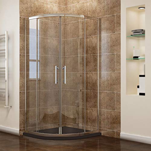 Duschkabine Viertelkreis 80x80cm Duschabtrennung mit Rahmen NANO Glas Runddusche Schiebetür Dusche Duschwand