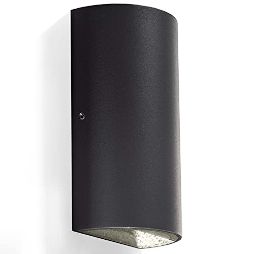 Proventa Außenwandleuchte 2-flammig GU10-Sockel Aluminium-Gehäuse schwarz für LED und Halogen geeignet