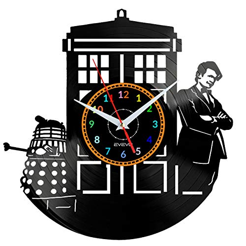 EVEVO Doctor Who Wanduhr Vinyl Schallplatte Retro-Uhr Handgefertigt Vintage-Geschenk Style Raum Home Dekorationen Tolles Geschenk Wanduhr Doctor Who