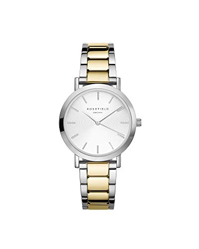 Rosefield Damen Analog Uhr The Tribeca White Sunray Steel Silver Gold Duo