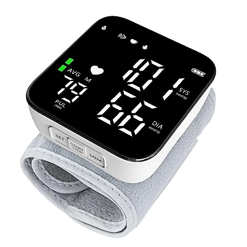 Pozlle Handgelenk Blutdruckmessgerät, Vollbild-LED-Anzeige, HD-Hintergrundbeleuchtung, Einfache Bedienung, Einstellbare Manschette von 13,5 bis 19,5 cm, Erkennung unregelmäßiger Herzschläge