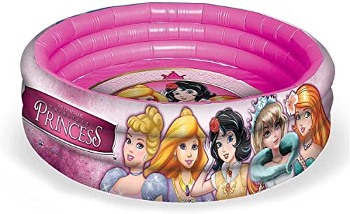 Grandi Giochi - Prinzessinnen aufblasbarer Pool für Kinder mit 3 Ringen, Größe 90 cm, Farbe Rosa, PR00002