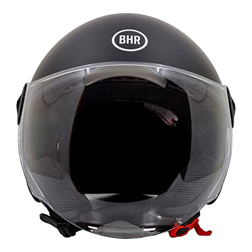BHR Helm Demi-Jet 832 MINIMAL, Scooter Helm Zulassung ECE 22.06 Leicht und kompakt, ideal für die Stadt und unter der Sitzbank, Mattschwarz, XL