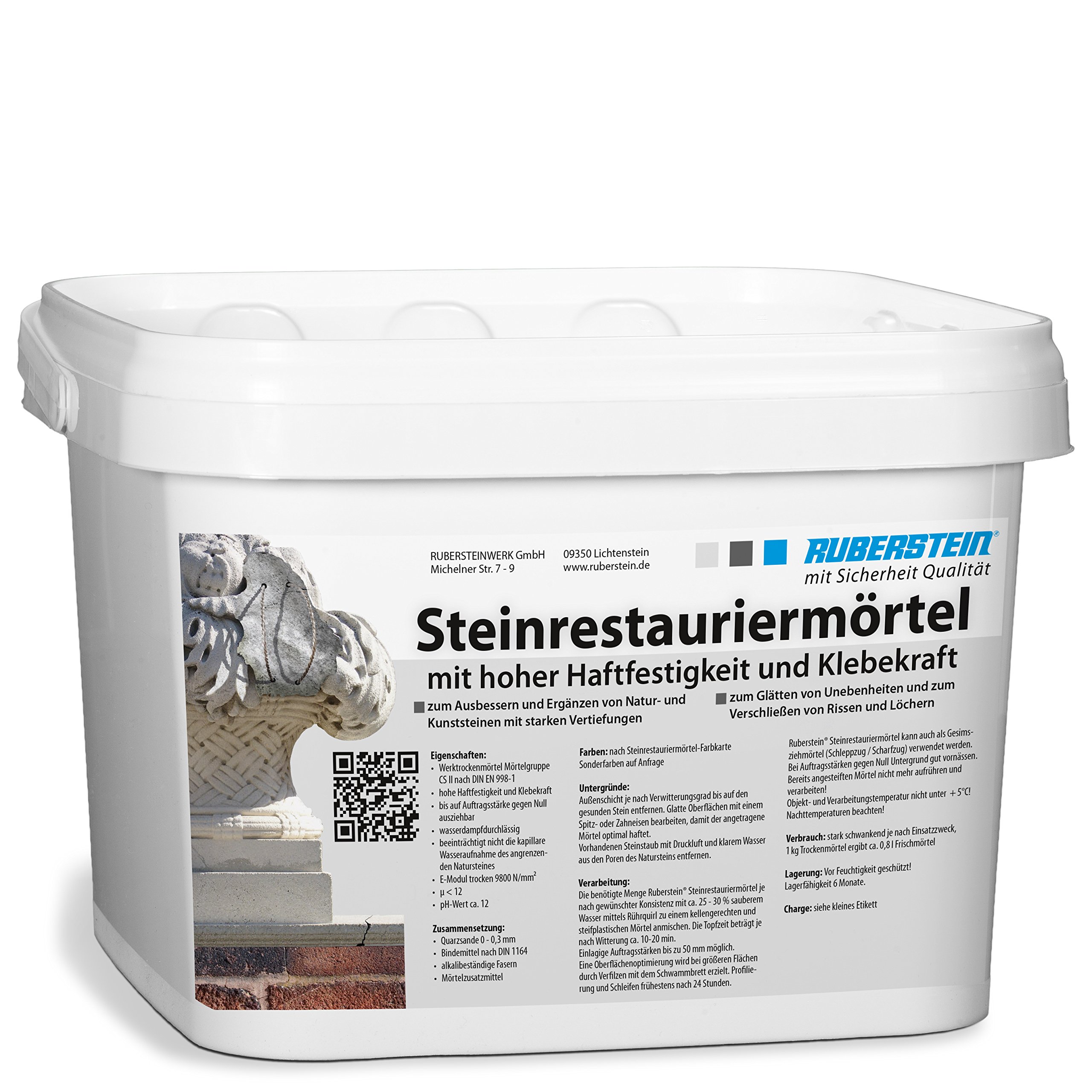 Ruberstein® Steinrestauriermörtel/Reparaturmörtel/Mörtel für Sandstein 5 kg im Eimer (mittelbraun)
