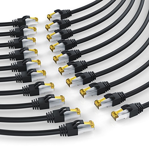 CSL - 20 x 0,5m CAT 7 Netzwerkkabel Gigabit Ethernet LAN Kabel - 10000 Mbit s - Patchkabel - Cat.7 Rohkabel S FTP PIMF Schirmung mit RJ 45 Stecker - Switch Router Modem Access Point