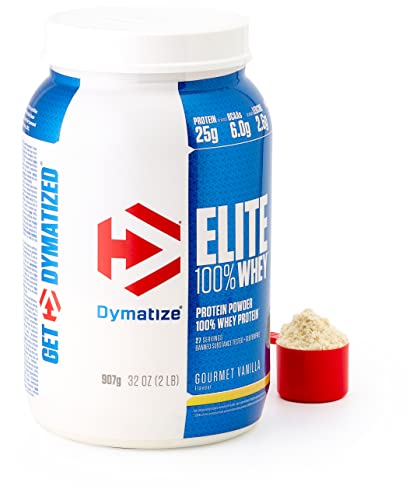 Dymatize Elite Whey Gourmet Vanilla 907g - High Protein Low Sugar Pulver + Whey Protein und BCAAs