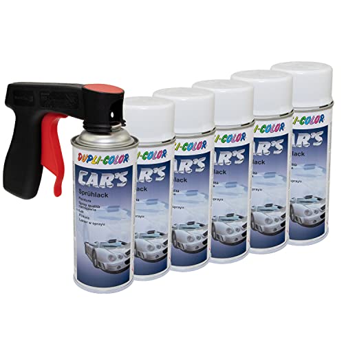 Lackspray Spraydose Sprühlack Cars Dupli Color 385896 weiss glänzend 6 X 400 ml mit Pistolengriff