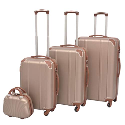 SOULONG Set von 4 Stück starre Trolley-Koffer erweiterbares Handgepäck mit 4 Lenkrollen 3-teiliges Set Reisehandgepäck mit 1 Stück Beauty-Koffer