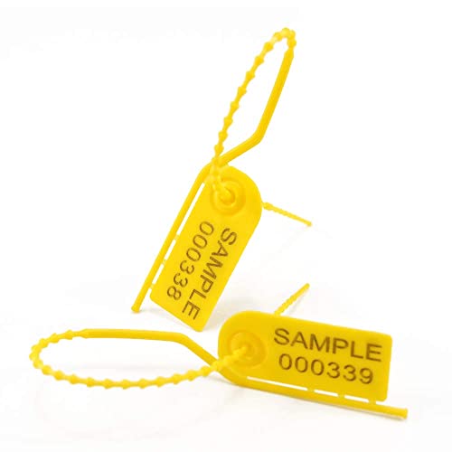 Kabelbinder, 100 Pull Tite Sicherheitsetiketten aus Kunststoff, manipulationssichere Siegel, abreißbare Kabelbinder, nummeriertes Etikett for Feuerlöscher, Gepäck, 210 mm (gelb) (Color : Yellow, Siz