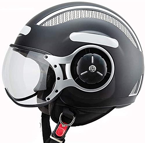 Vintage Motorrad Helme Schalen, Retro Halbhelm Moped Helm mit offenem Gesicht und Visier für Chopper Cruiser Racing Pilot ECE genehmigt D,XL