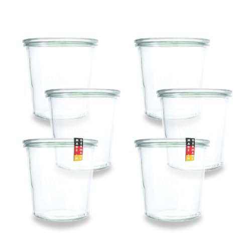 flaschenbauer.de WECK Sturzglas 1/2L Einmachglas 580ml verwendbar als Marmeladenglas, Vorratsglas, Konservenglas 6 Stück