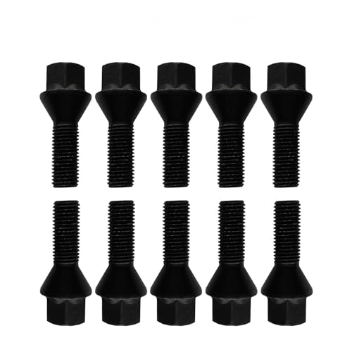 10 Radschrauben Radbolzen schwarz Kegelbund M12x1,25 28mm